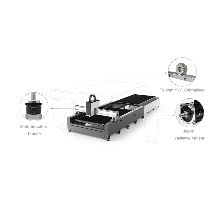 Machine de découpe à laser fibre avec table échangeable et couverture protectrice